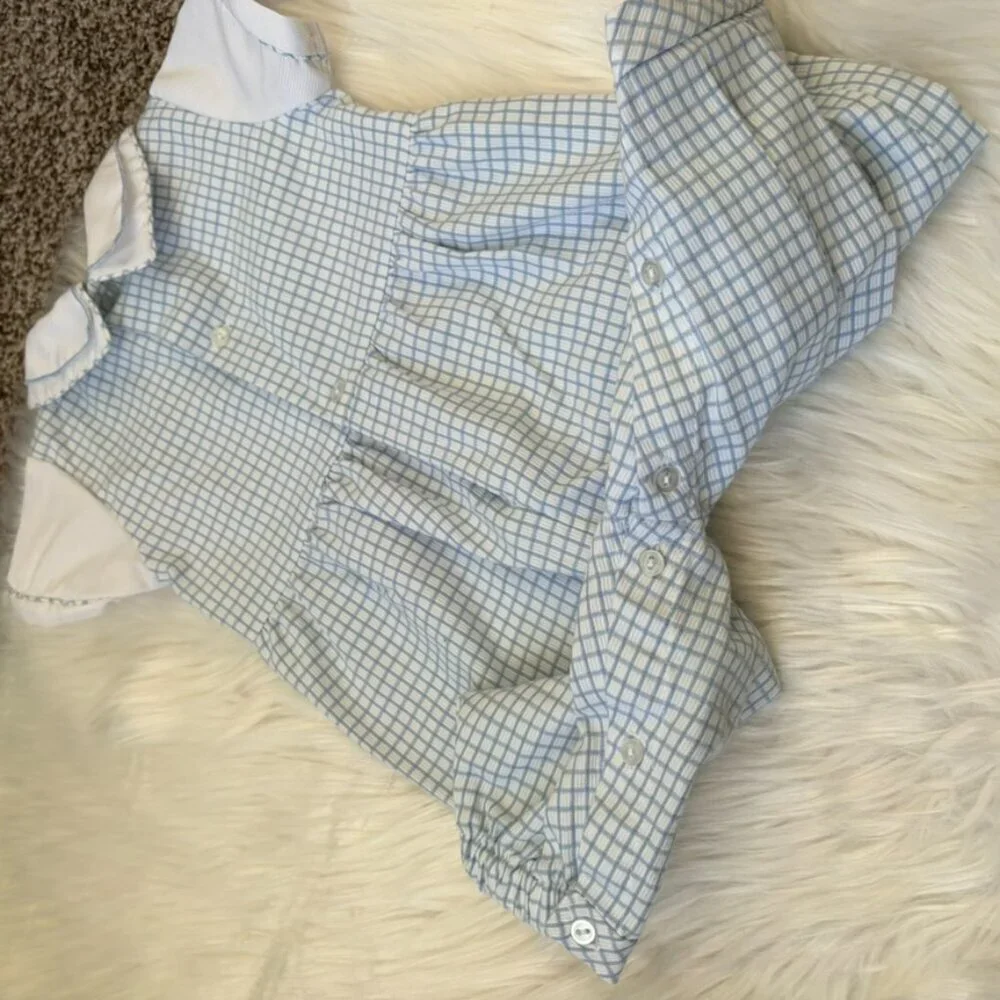 Vintage Carriage Boutiques Friedknit Creations Gingham Smocked Jumpsuit 3 Months